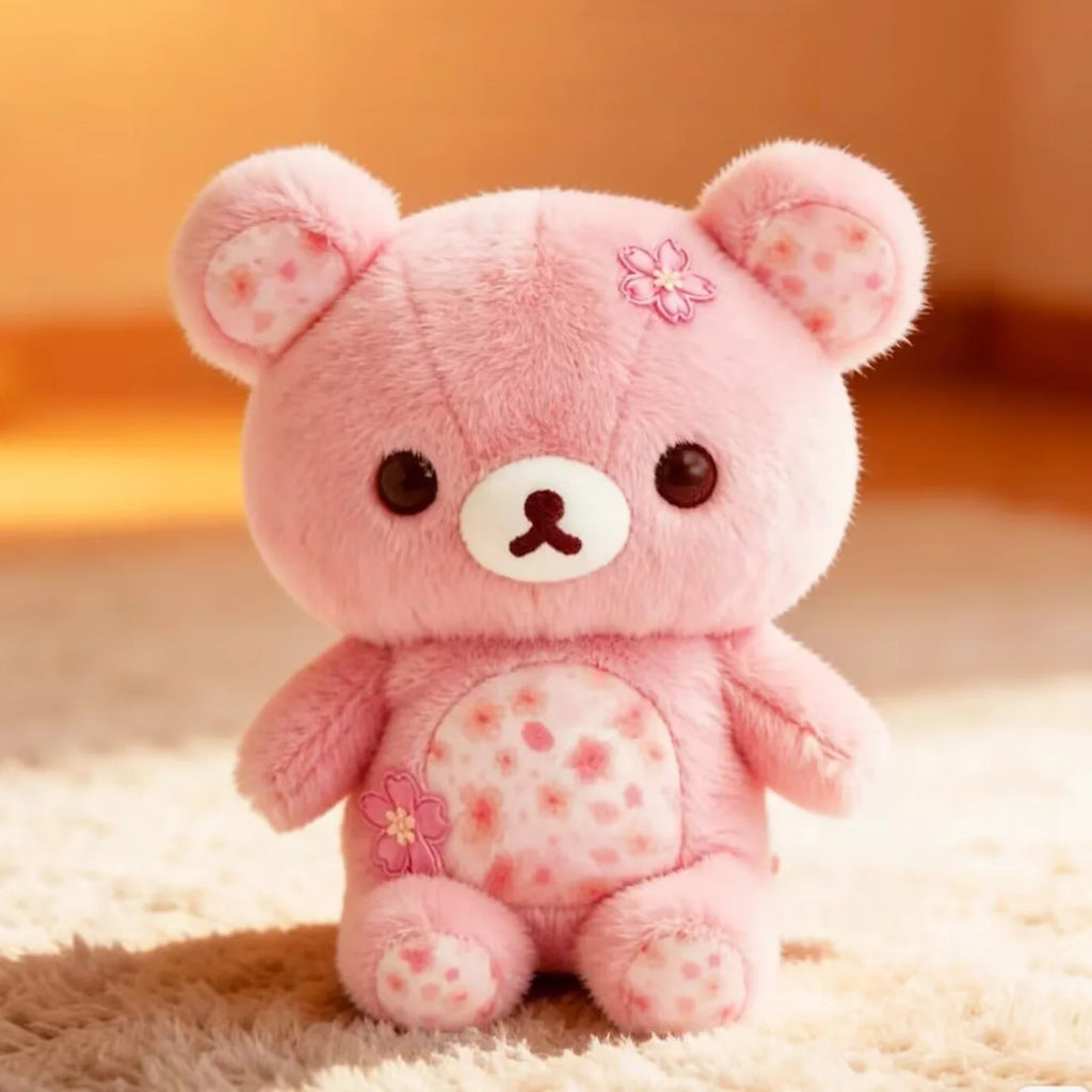 Rilakkuma Pink Cherry Blossom Floral Bear Plush Toy Stuffed Animal Soft Sleeping Hug Pillow Doll Birthday Gift For Women