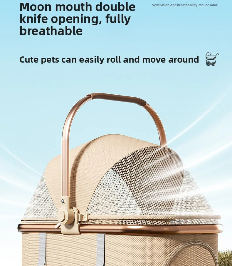 New Separable Pet Stroller Portable One Click Recycling Cat Carrier Universal Lightweight Small Dog Travel Pushchair Foldable