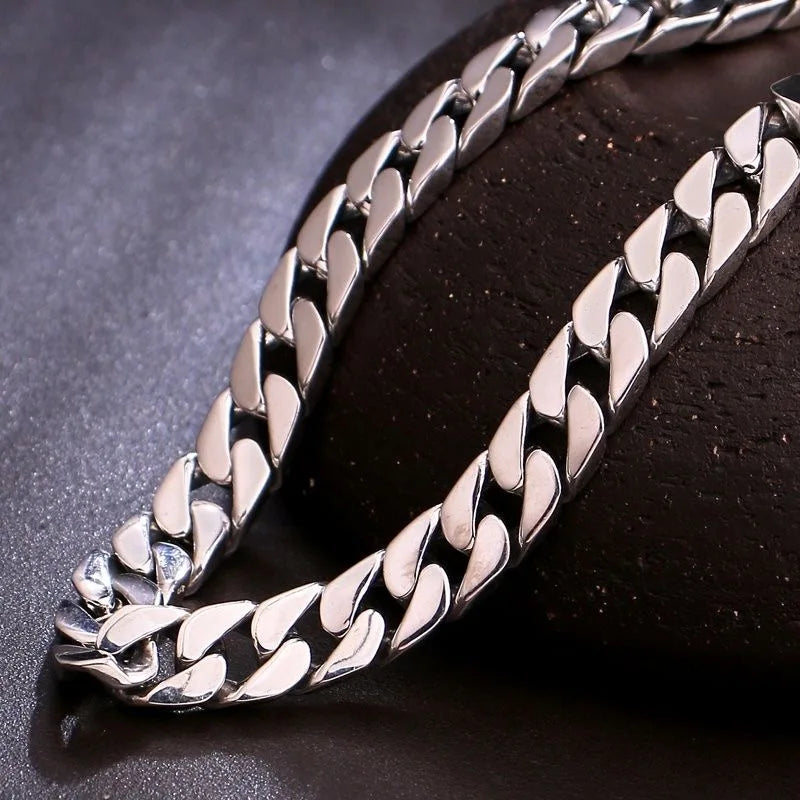 100% S925 Sterling Silver Necklace 7MM 8MM 10MM Punk 925 Silver Chains Original Certified Jewelry Gifts