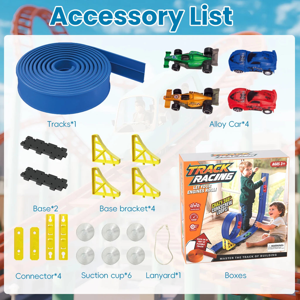 DIY track assembled aluminum alloy pull-back racing car gravity slide boys and girls educational toys holiday Christmas gifts