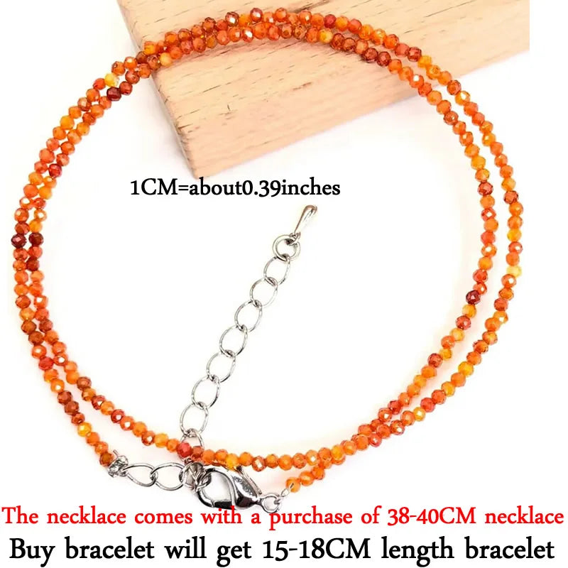 2024 New Boho 2mm Natural Stone Crystal quartz Necklace Bracelet Small Chain Ladies Fashion Accessories Charm Jewelry Accessorie