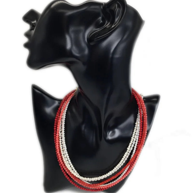 Simple 4MM Natural Pearl Coral Chain Choker Necklace For Women Wedding Love Gift Necklace Fashion Jewelry Wholesale