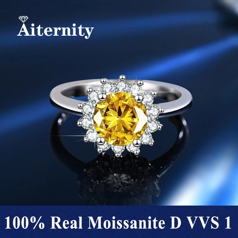 Men And Women's Moissanite Wedding Ring D VVS1 Adjustable Size S925 Silver GRA Certificate Wedding Ring