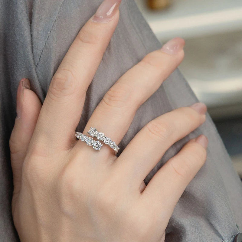 Pass Diamond Tester Pen Moissanite Ring Full Moissanites Around for Women S925 Silver Wedding Diamonds Band Stackable Ring
