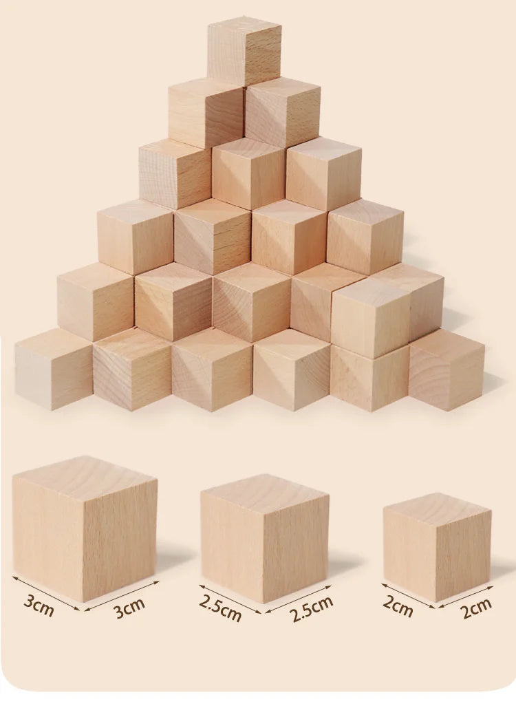 50/100pcs Colorful Cubes Wooden Building Blocks Stacking Up Square Wood Toy Baby Shape Color Learning Toys for Children