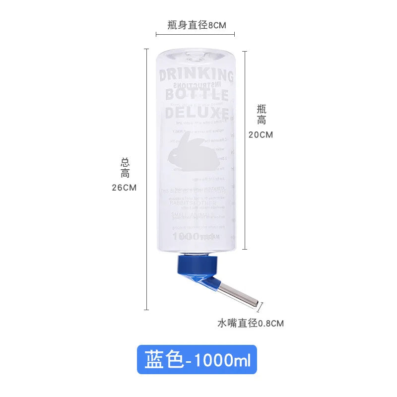 Rabbit Water Bottle Dispenser Large Capacity Guinea Pig Drinking Feeder Bowls Cage Hanging Fountain Hamster Chinchilla Supply
