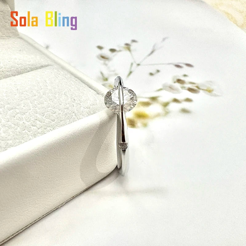 Sola-Bling 100% Pass Diamond Tester Moissanite Ring 925 Sterling Silver Rings For Women Sparkling Wedding Eternity Jewelry