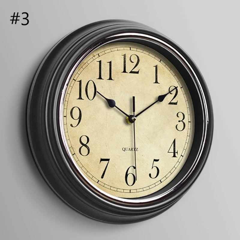 Wall Clock 12-inch Large Retro Wall Clocks Non Ticking Classical Quiet Clocks Living Room Kitchen Bedroom Office Decor A0KF