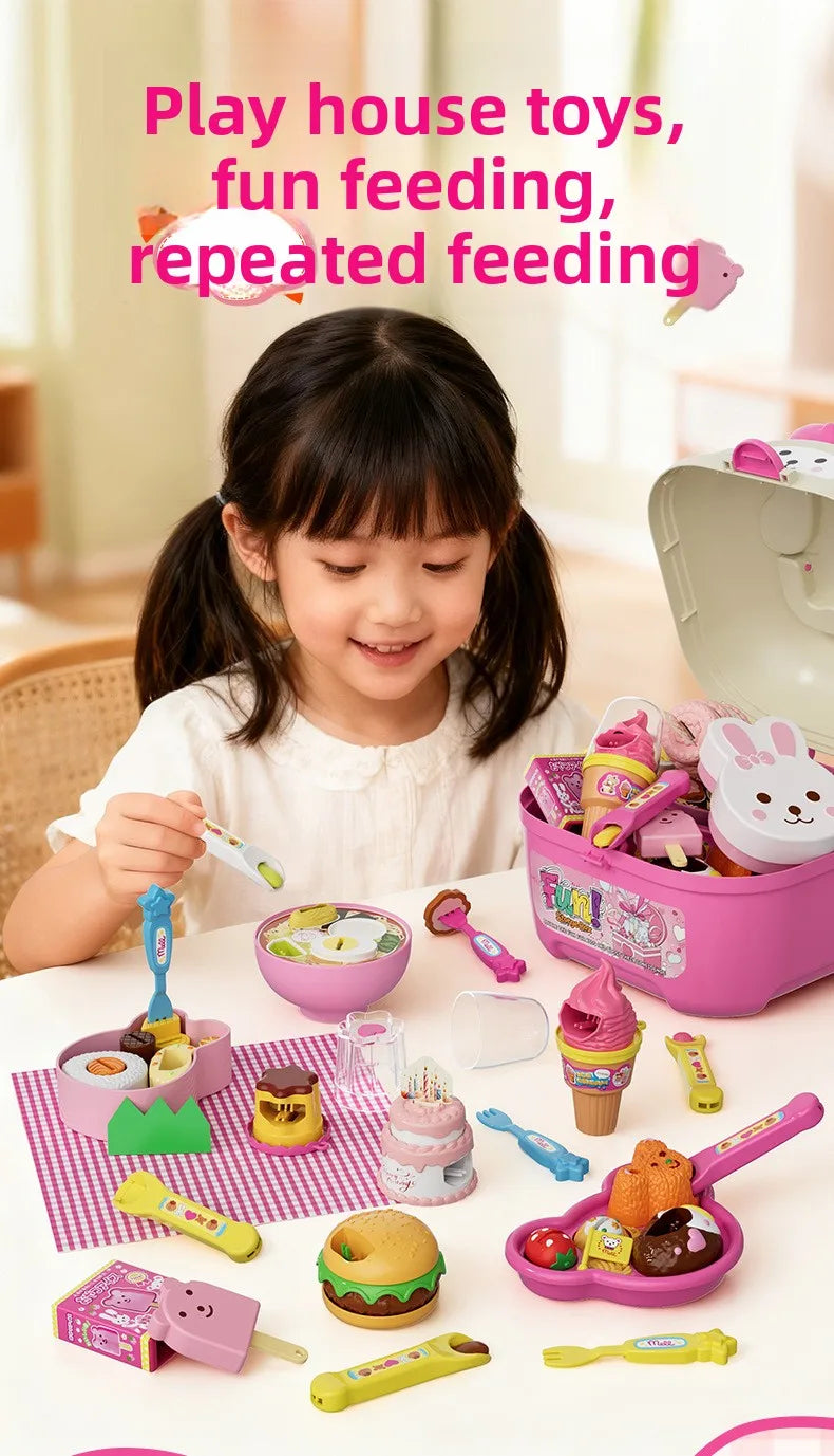 Little Bear Shape Pudding Feeding Set Pretend Play Early Education Lunch Box Pudding Toy Simulation Model Play House Toys Gifts