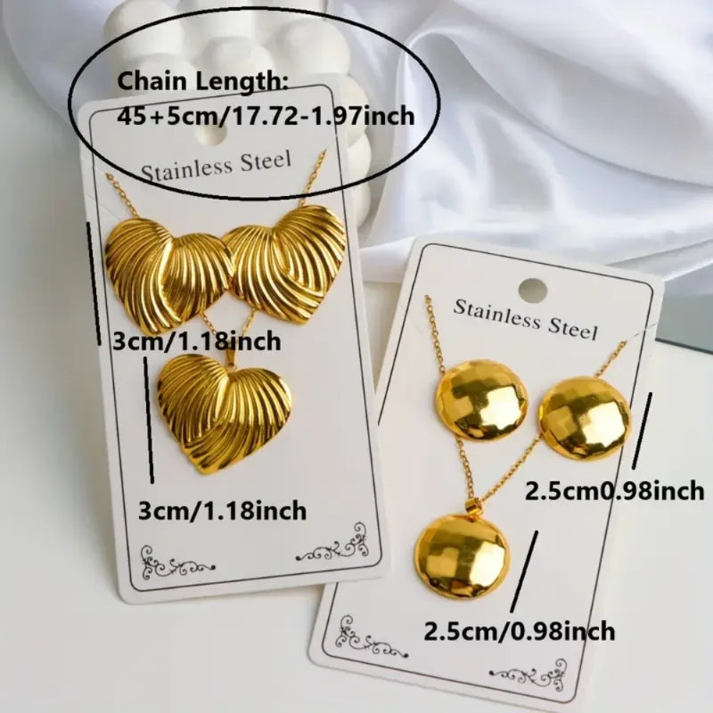 5/8/10Set/Lot Fashion Stainless Steel Earrings and Necklace Set For Women Mix Style Simple Flowers Heart Geometric Jewelry Party
