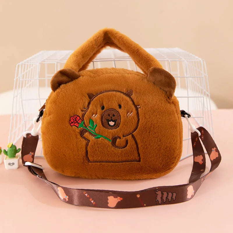 Kapibara Plush Backpack Large Capacity Convertible Handbag Crossbody Cartoon Stuffed Animal Tote Bag Kis and Girls Birthday Gift