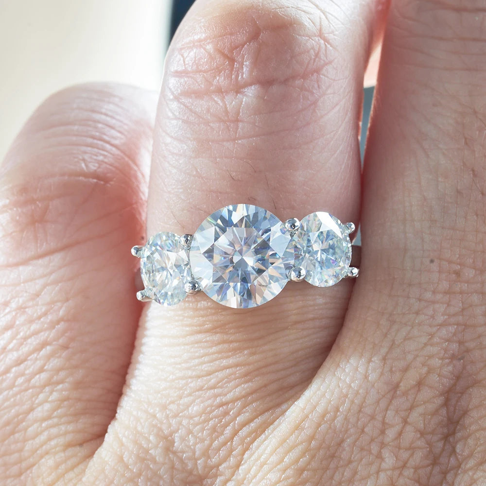 JoyceJelly S925 Sterling Silver Colors Moissanite Ring 2CT 4CT Total Full Moissanite Diamond Jewelry For Wedding Engagement Gift