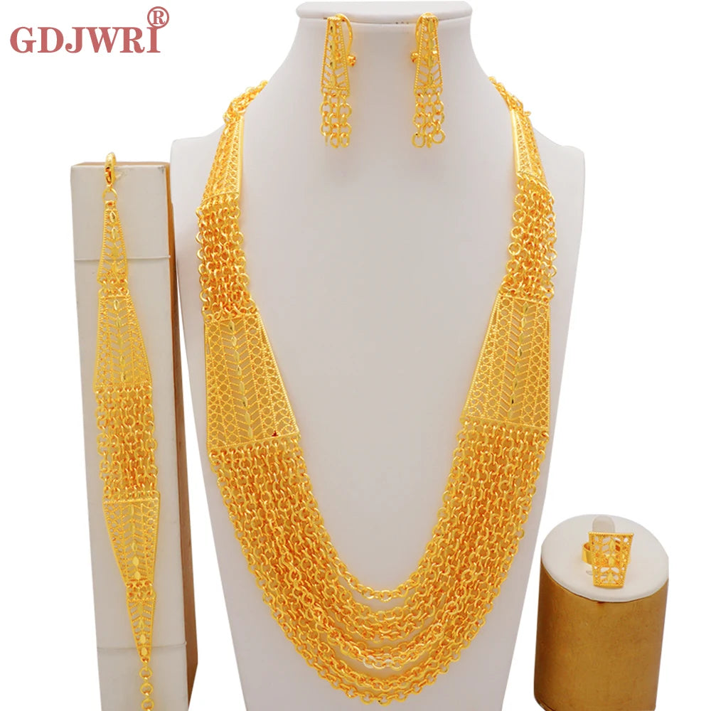 Ethiopian Fashion Women's Jewelry Set African Wedding Jewelry Set Necklace, Bracelet, Earrings, and Ring Set