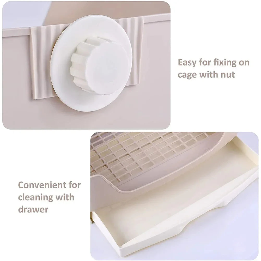 Large Bunny Toilet with Drawer - Rabbit Litter Box, Pet Bedpan for Adult Hamster/Guinea Pig/Ferret/Bunny Grate Potty Pet Toilet