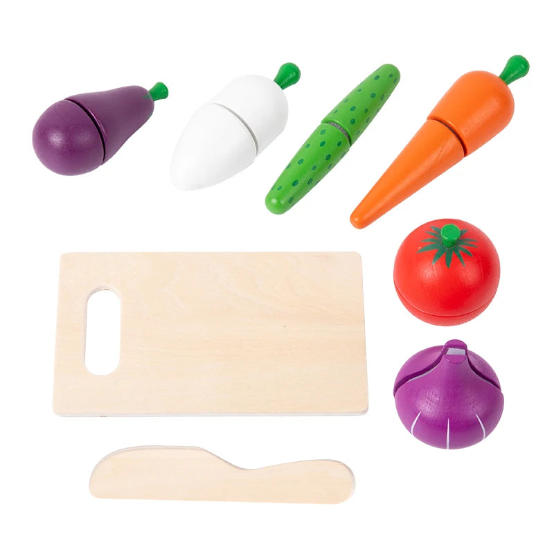 Simulation Kitchen Pretend Toy Wooden Classic Game Montessori Educational Toy For Children Kids Gift Cutting Fruit Vegetable Set