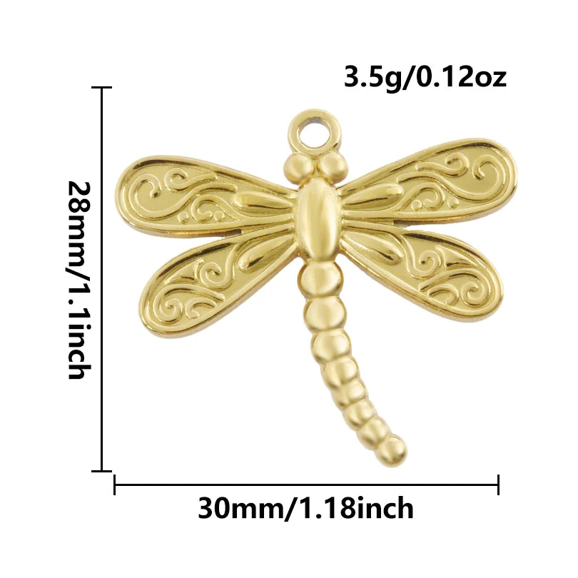 5pcs Stainless Steel Bee Spider Cicada Butterfly Dragonfly Flower Tree Grass Pendants Insects Charms Jewelry Making Accessories
