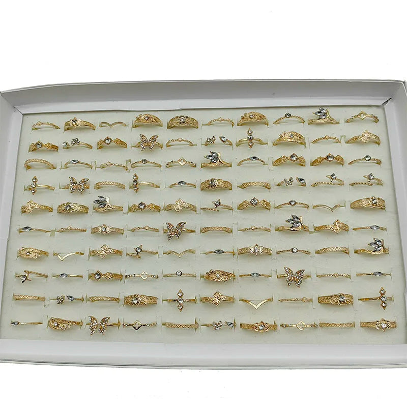 50000 Style Different Finger Rings Wholesale In Stock 100pc/Lot Hot Vintage Silver Gold Color New Alloy Joint Ring Party Women