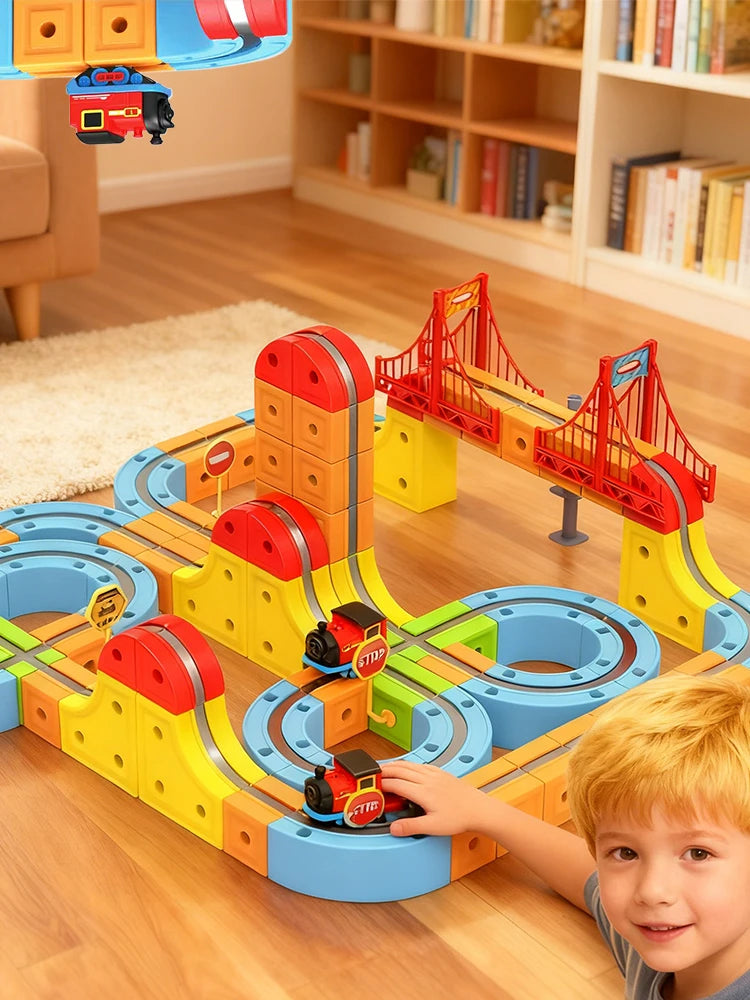 Children's Magnetic Car Track DIY Magic Railway Electric Train Toy Creative for 3 Year Boys Girls Kids Christmas Birthday Gifts