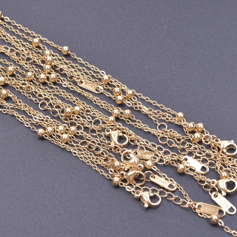 10pcs/Lot Gold Color Stainless Steel Chain 45cm Adjustable Necklace Width 1.2/1.5/1.6/2.2/2.5/3mm Men Women Jewelry Chain Bulk