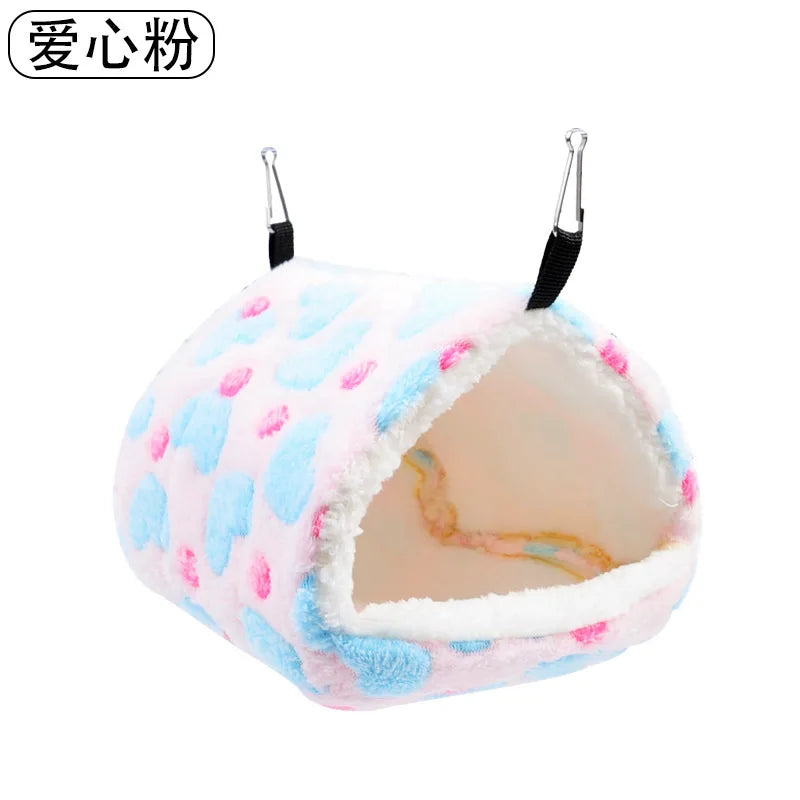 Hamster Warm Fleece Bed Thickened Coral Fleece Hanging Hammock Winter Sleeping Nest for Squirrel Parrot Sugar Glider