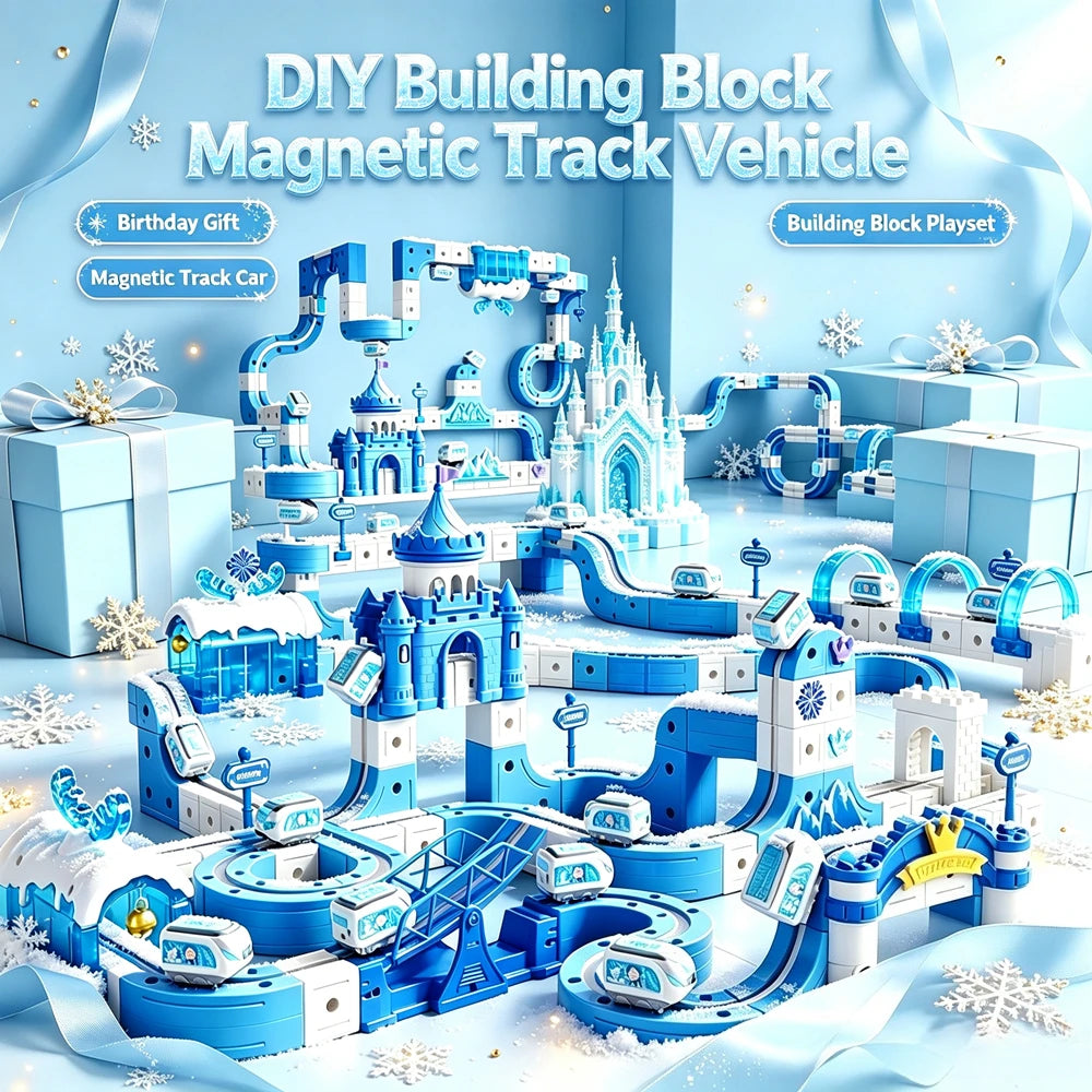Magnetic Race Track Building Blocks Set DIY Assembled Castle Track Car Toy Creative Magnetic Track Vehicle Construction Kit