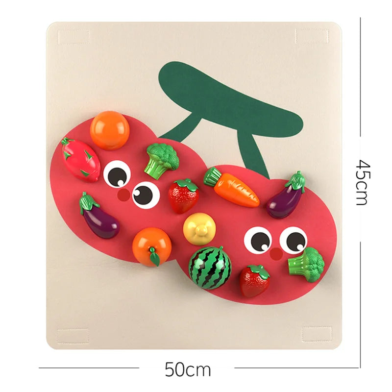 Baby Felt Board Pretend Play KitchenToy Fence/Wall Sticker Simulation Fruits Vegetables Pick Game Fine Motor Skills EducatToy