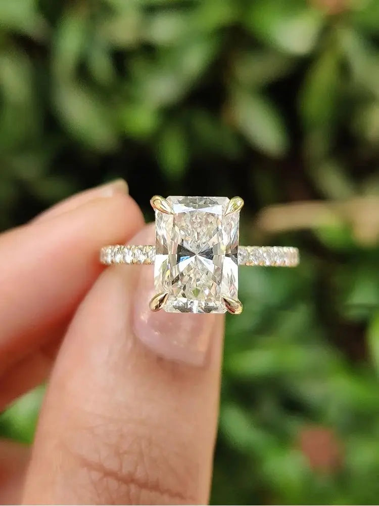 925 Sterling Silver Gorgeous Shiny 2-5CT Rectangle Zircon Ring For Women Anniversary Wedding Luxury High Quality Fine Jewelry