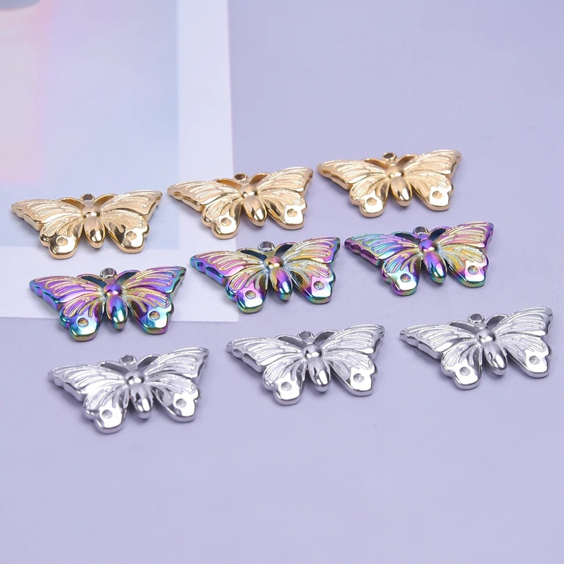 10PCS Ancient Egyptian Scarab Beetle Pendants Charms Stainless Steel Dragonfly Butterfly Pendant for Jewelry Making DIY Necklace