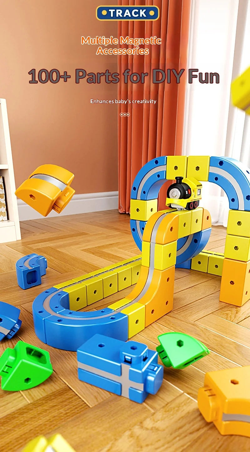 Educational Anti-Gravity Magnetic Building Blocks High-Speed Railway Toy Train Set Changeable Tracks Interactive Play Vehicle