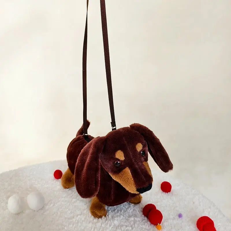 Sausage Dog Plush Backpacks Kawaii Puppy Soft Stuffted Bag Versatile Plush Backpacks Cartoon Plush Shoulder Bag Gift for Friend