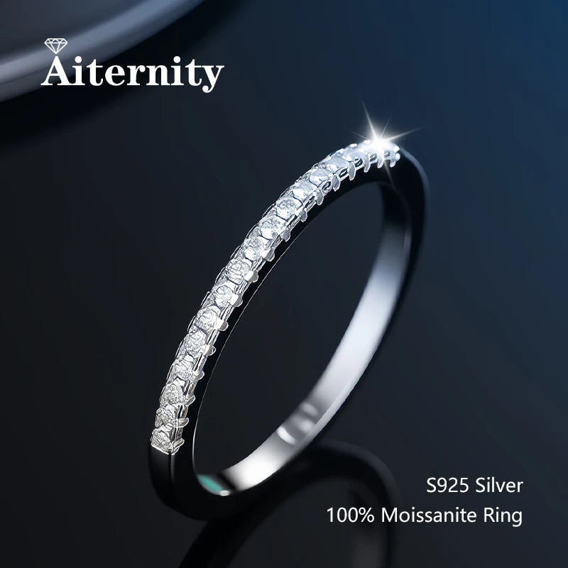 925 Sterling Silver Female Single Tail Ring100% Pass Diamond Tester Pen Moissanite Ring Matching Wedding Diamond Band for Women