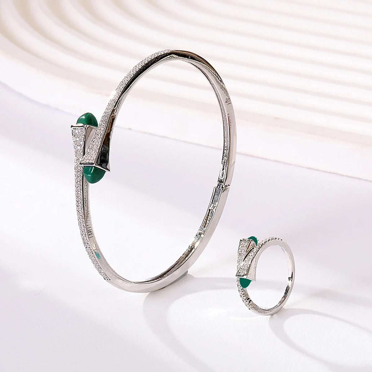 2025 New Cute Women Fashion Bracelet & Ring Set Candy color stone Simple Open Cuff Bangle Ring Arab Middle Eastern Jewelry Set