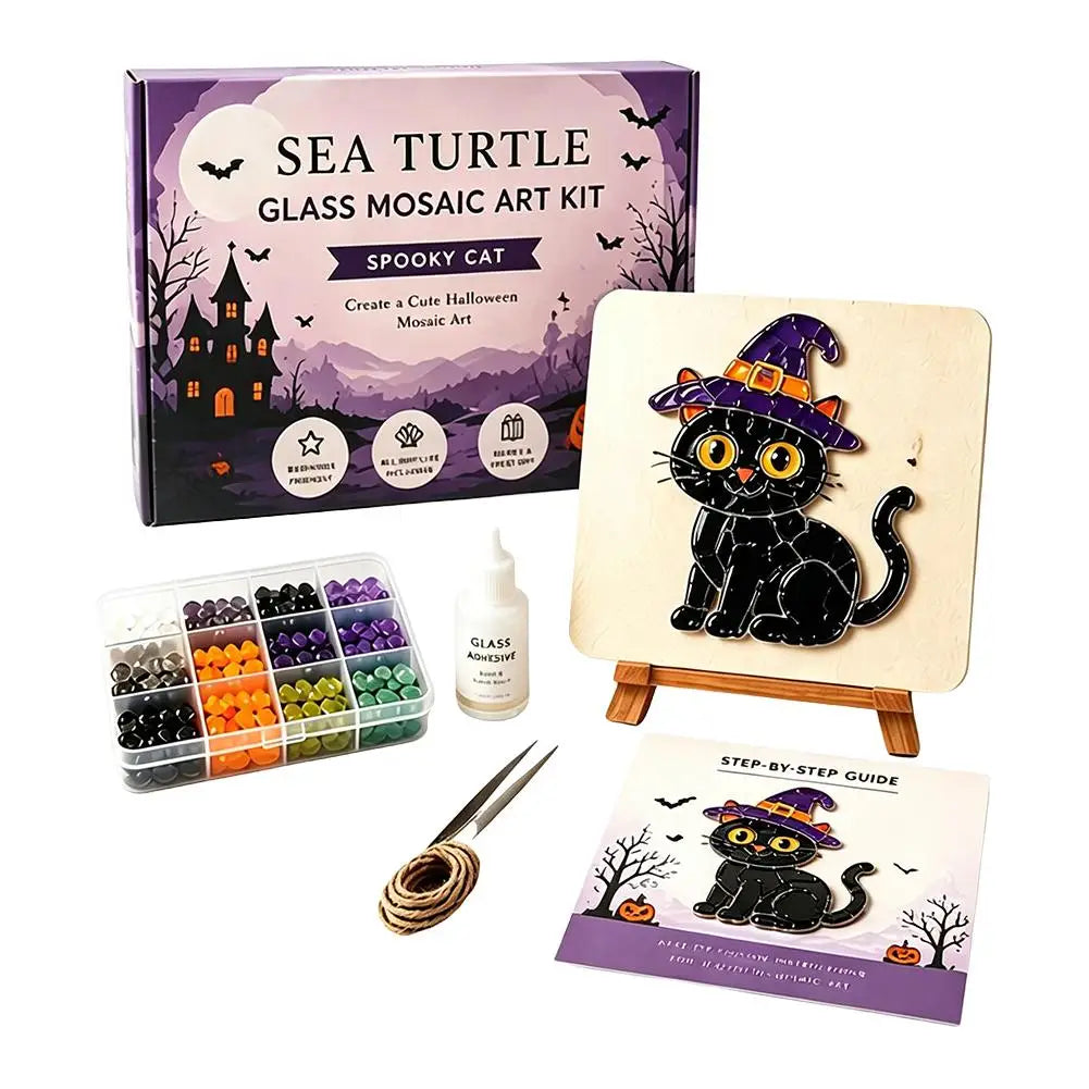 Halloween Sea Glass Mosaic DIY Art Kit for Adults Xmas Themed Seaglass Craft Set Handmade Christmas Sea Glass Art Kit Home Decor