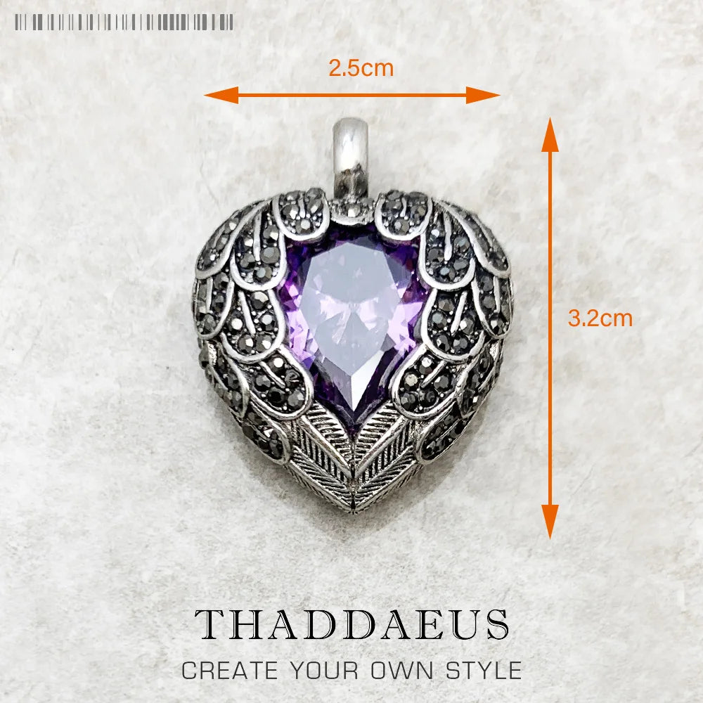 Pendant Key With Snake Winged Heart Summer Fine Jewelry Europe Accessorie 925 Sterling Silver Vintage Happiness Gift For Woman