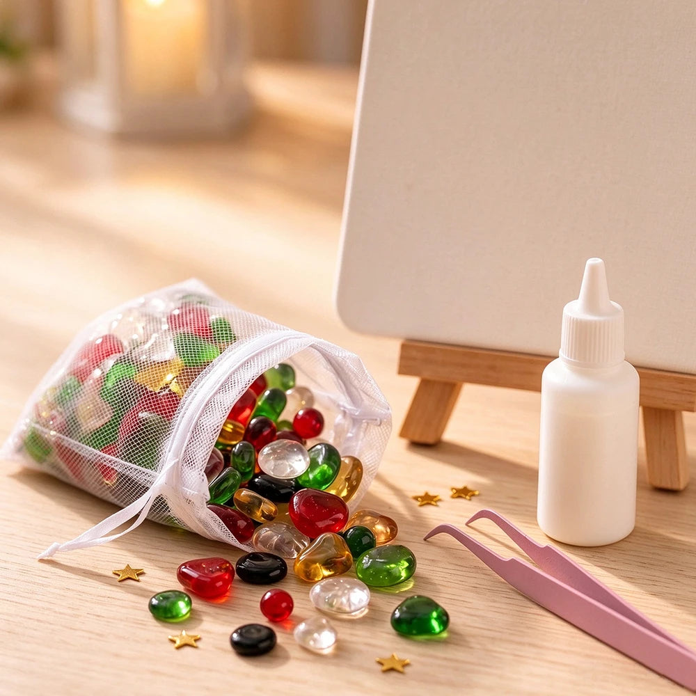 Christmas Mosaic Art Kit DIY Glass Gem Painting Set Christmas Tree Reindeer Santa Handmade Craft Kit Holiday Home Decor Art Orna