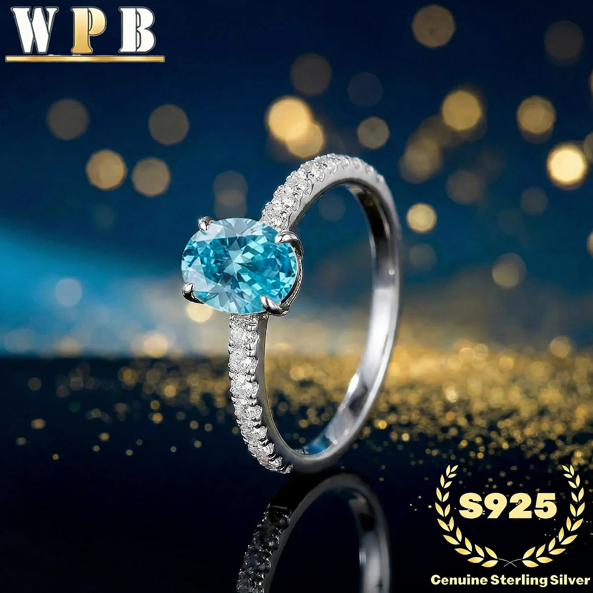 S925 Sterling Silver Ring 5x7mm Sparkling Oval Cut Paraiba Green&Blue CZ Luxury Elegant Gift for Valentine's Day and Birthday‌
