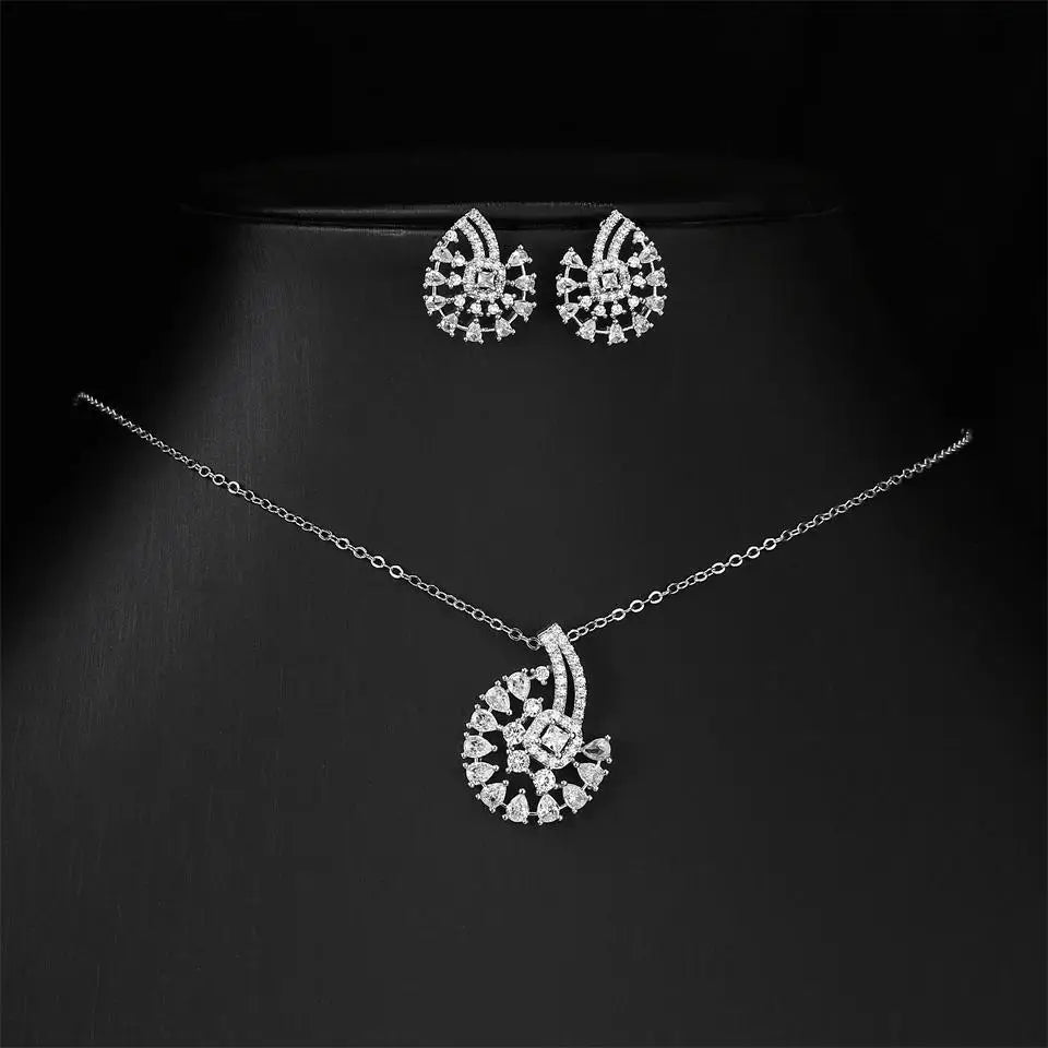 ZAKOL Luxury Retro Micro-set Zircon Women's Necklace Earrings Two-piece Set Temperament Elegant Charm Wedding Party Jewelry Sets
