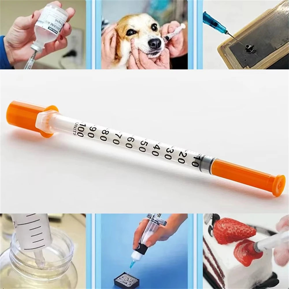 20/50/100pcs 1ml 0.5ml 30G Pet Animal Dog Cat Disposable Syringe Plastic Veterinary Syringe With Needles Medical Supplies