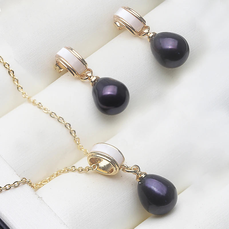 Real Natural Freshwater Pearl Necklace Earrings Set,925 Silver Set of Earrings With Pearls Wife Mother Birthday Gift Pink White