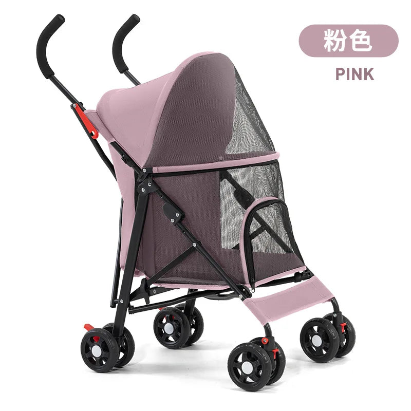 Cool Mesh Pet Stroller for Small Dogs and Cats Lightweight Suitable for All Road with Removable Liner Safety Tether Easyto Store