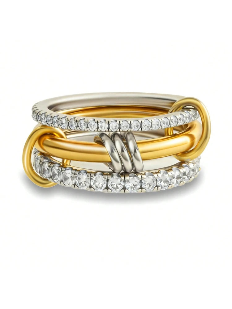 925 Sterling Silver Simple Fashion Multi-Layer Round Zircon Ring For Women Anniversary Daily Wear High Quality Fine Jewelry