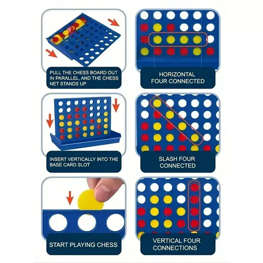 1PCS Four-In-A-Row Chess Connection Classic Family Board Game, Fun Educational Toy for Kids Aged 3+, Gift Box Packaging