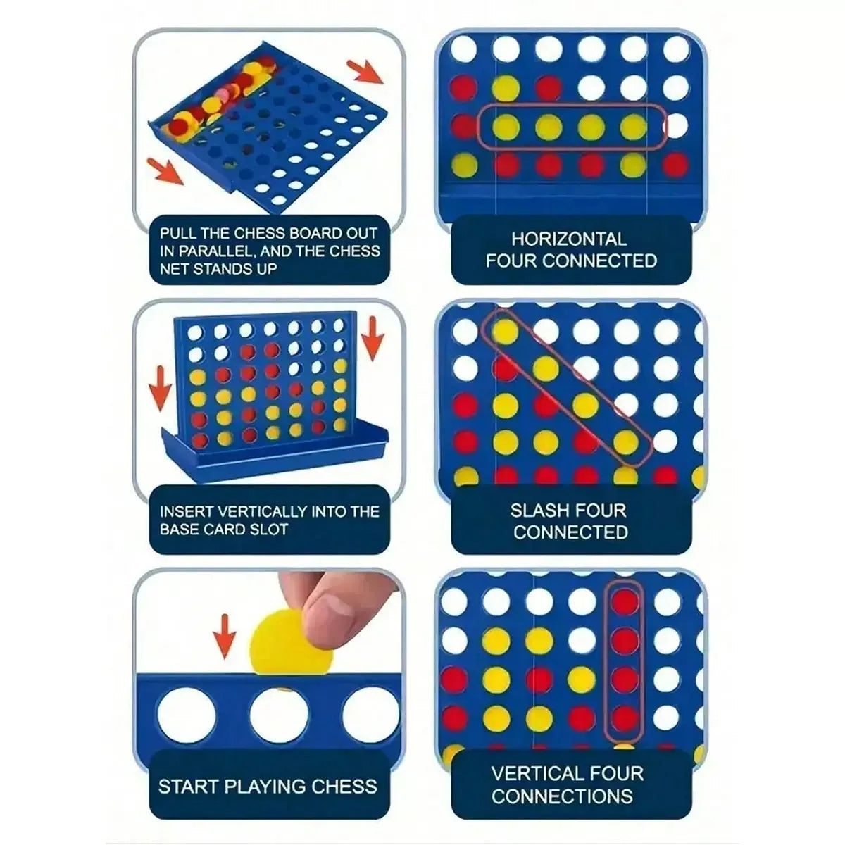 1PCS Four-In-A-Row Chess Connection Classic Family Board Game, Fun Educational Toy for Kids Aged 3+, Gift Box Packaging