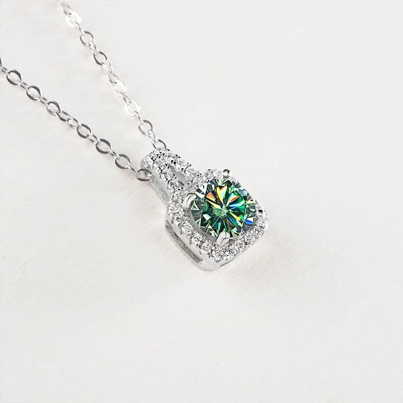 JoyceJelly S925 Sterling Silver jewelry for women 1 carat moissanite diamond 3 pieces set necklace ring earrings wedding party