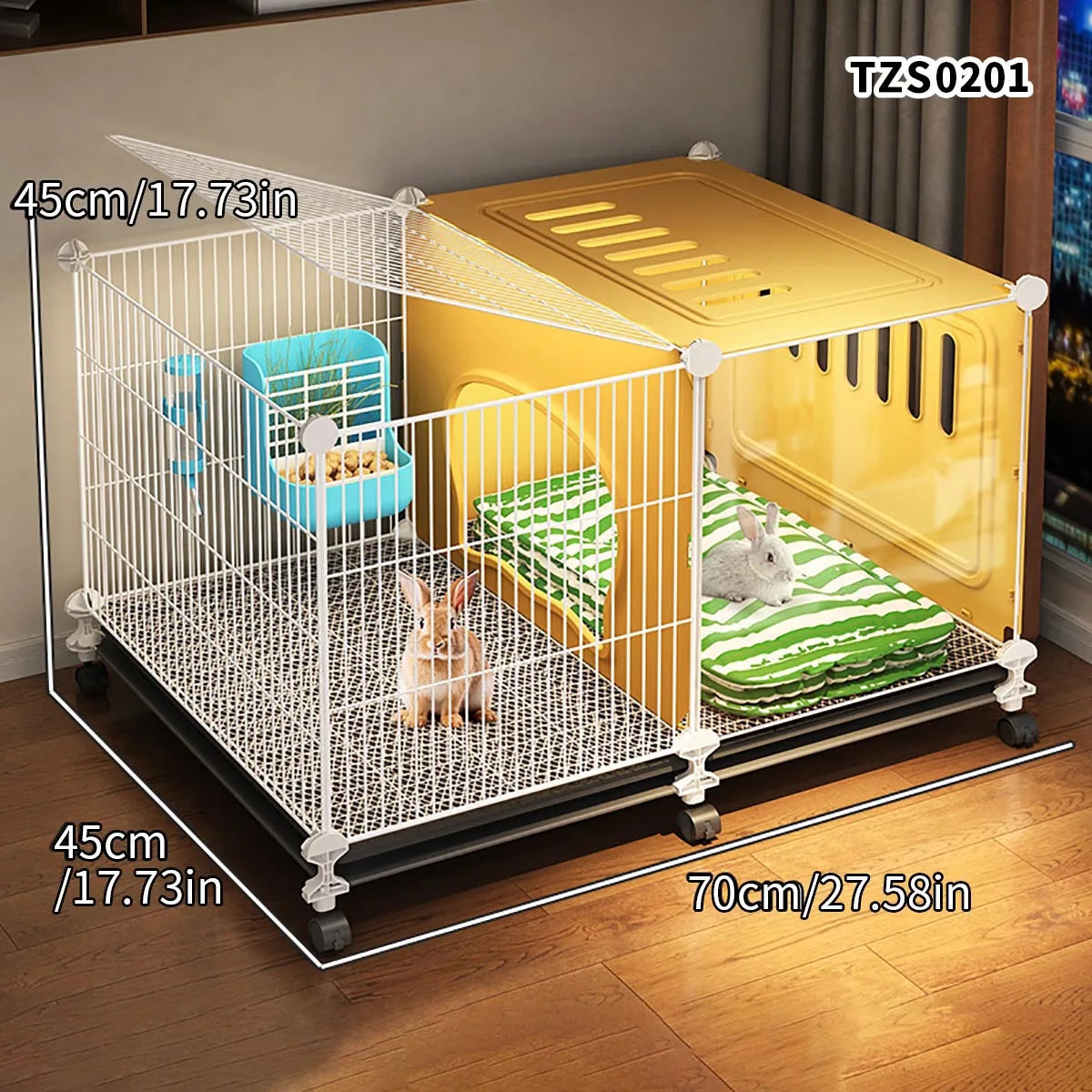 Home-Use Encrypted Mesh Rabbit Cage, Large Indoor Cleaning Base, Guinea Pig-Specific Hiding Spot, Multifunctional Guinea Pig Breeding Cage