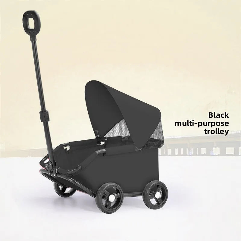 Foldable Small Pet Stroller Cart Lightweight Oxford Dog Cat Carrier Trolley Telescopic Pull Wagon Outdoor Walking Shopping