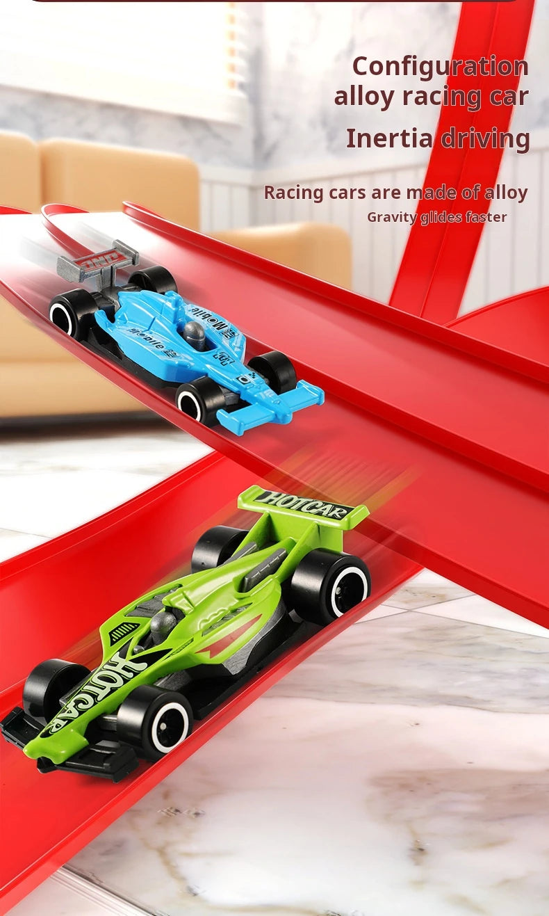 DIY Flexible Race Track Children Toys Double-track Racing Car Ramp Compatible 1/64th Cars Portable Rolls Up Boy Christmas Gift