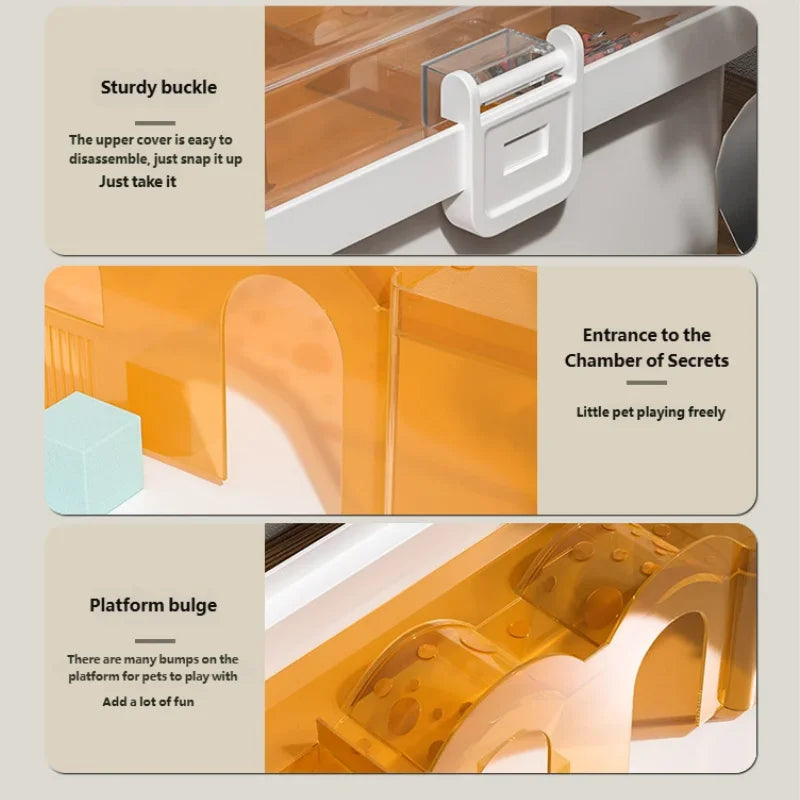 Guinea Pig Travel Hamster Carrier Cage for Gerbil Sugar Glider Dwarf Hamster Outdoor Pet Cage Carrier Case Double Layer Luxury