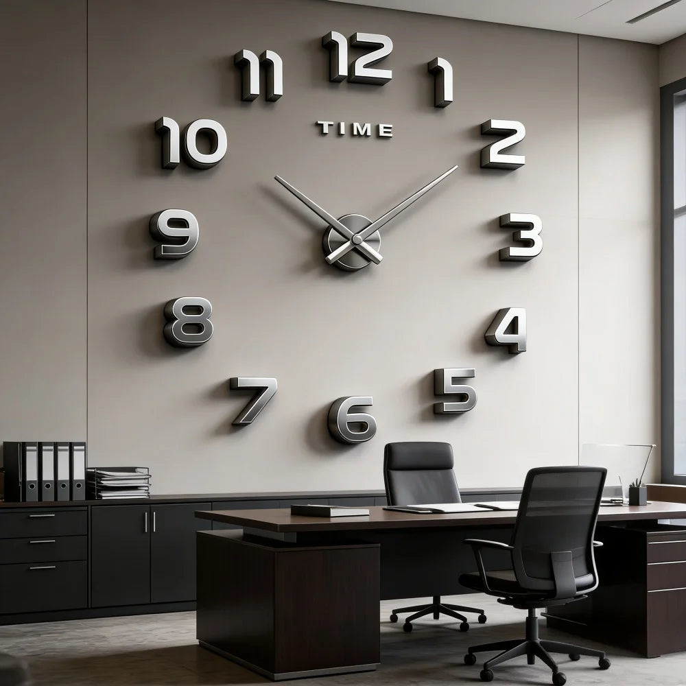 2D/3D Large Roman Numeral Acrylic Mirror Wall Clock Sticker Fashion DIY Quartz Clocks Watch Home Decoration Living Room Stickers