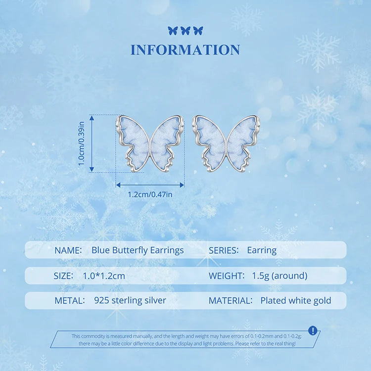 Bamoer 925 Sterling Silver Original Blue Butterfly Ring Lilac Flower Earrings for Women Jewelry Set Anniversary Engagement Gift